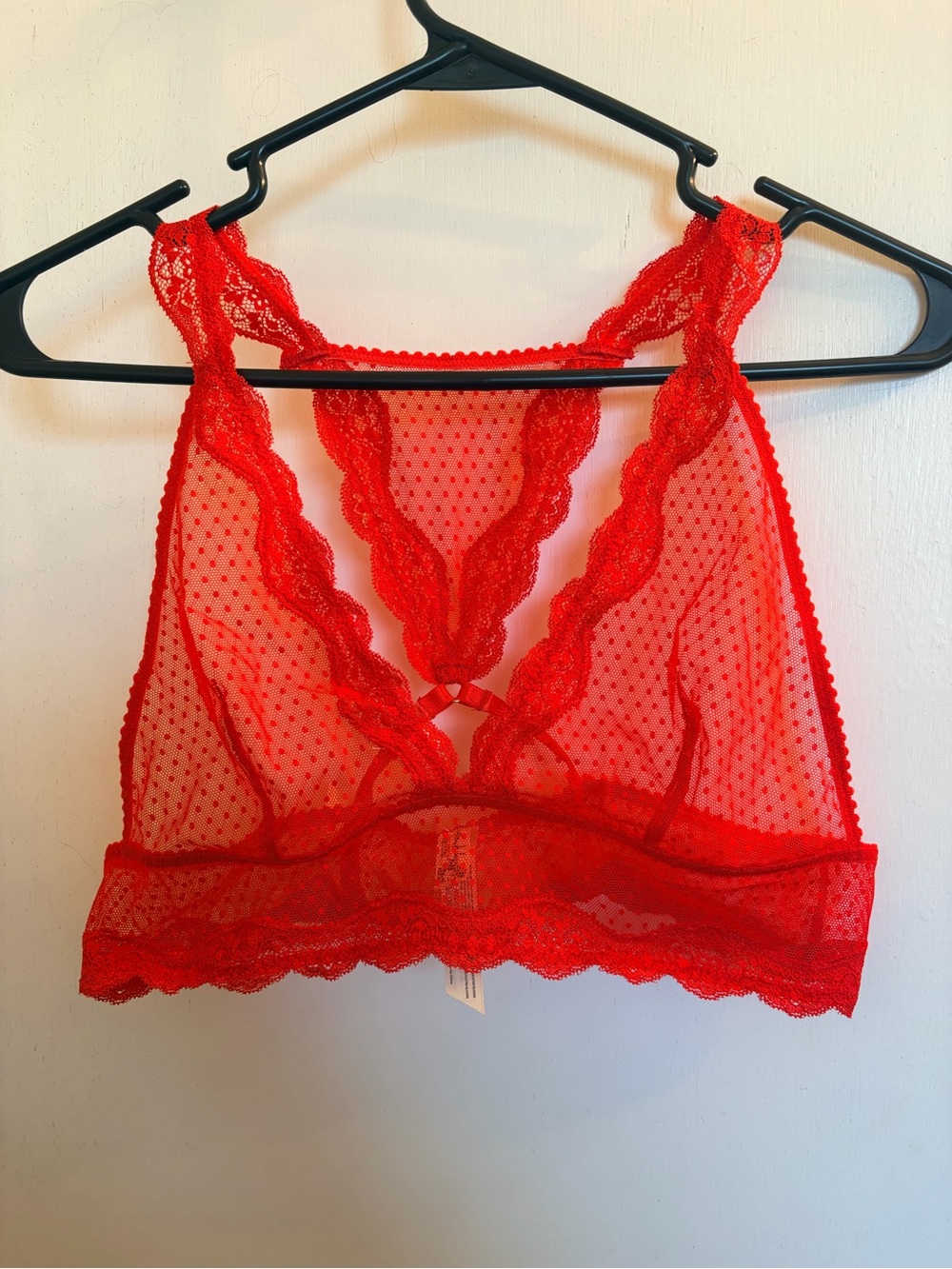 Free People Red Lace Mesh Bralette